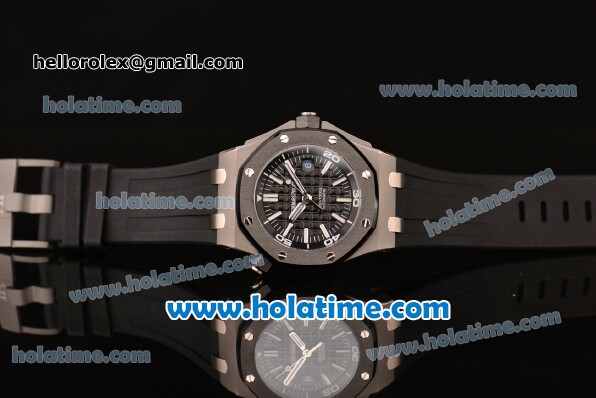 Audemars Piguet Royal Oak Offshore Diver Citizen 9015 Automatic Titanium Case with Black Rubber Bracelet and White Sitck Markers - 1:1 Original - Click Image to Close